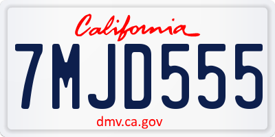 CA license plate 7MJD555