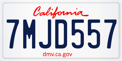 CA license plate 7MJD557