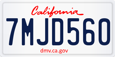 CA license plate 7MJD560