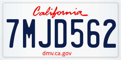 CA license plate 7MJD562