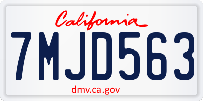 CA license plate 7MJD563