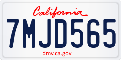 CA license plate 7MJD565