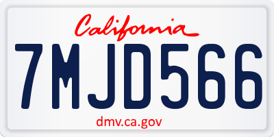 CA license plate 7MJD566