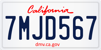 CA license plate 7MJD567