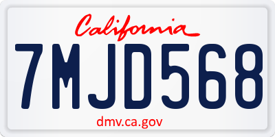 CA license plate 7MJD568