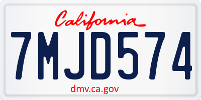 CA license plate 7MJD574