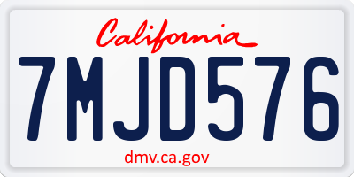 CA license plate 7MJD576
