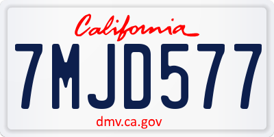 CA license plate 7MJD577