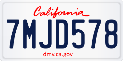 CA license plate 7MJD578