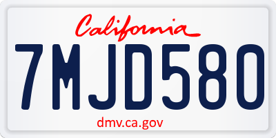 CA license plate 7MJD580