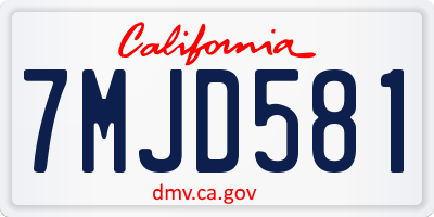 CA license plate 7MJD581