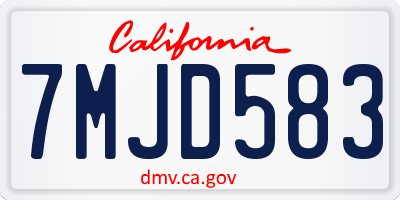CA license plate 7MJD583