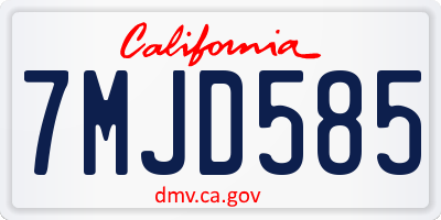 CA license plate 7MJD585