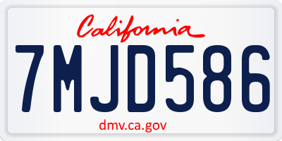 CA license plate 7MJD586