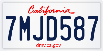 CA license plate 7MJD587