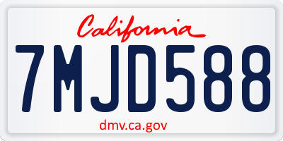 CA license plate 7MJD588