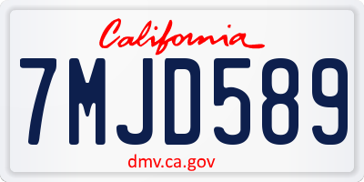 CA license plate 7MJD589