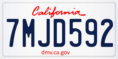 CA license plate 7MJD592