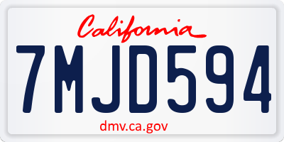 CA license plate 7MJD594