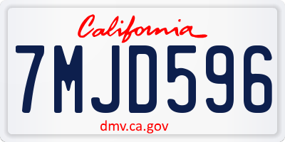 CA license plate 7MJD596