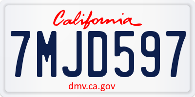 CA license plate 7MJD597