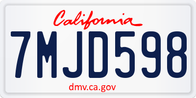 CA license plate 7MJD598