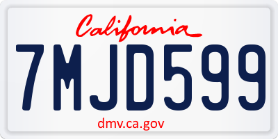 CA license plate 7MJD599