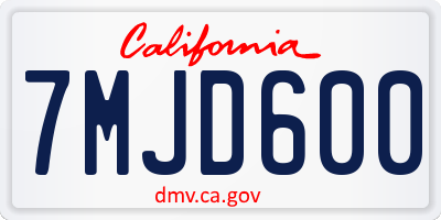 CA license plate 7MJD600