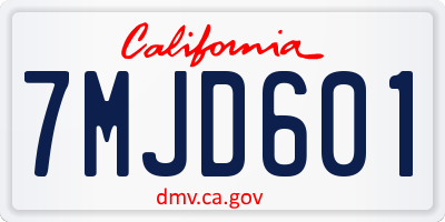 CA license plate 7MJD601