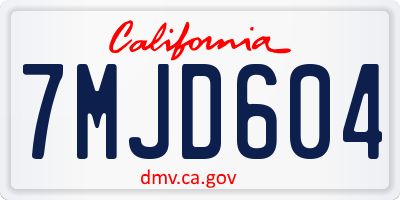 CA license plate 7MJD604