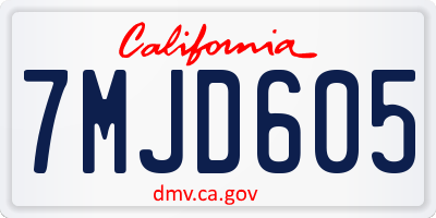CA license plate 7MJD605