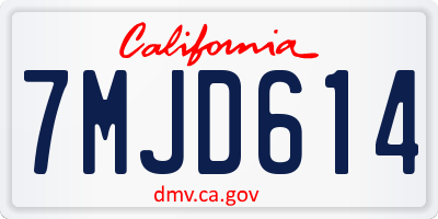 CA license plate 7MJD614