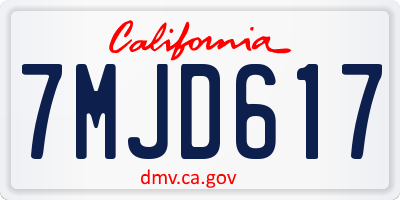 CA license plate 7MJD617
