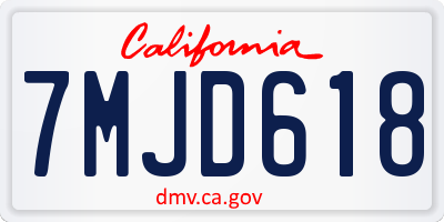 CA license plate 7MJD618