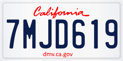 CA license plate 7MJD619