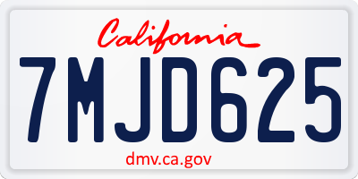 CA license plate 7MJD625