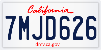 CA license plate 7MJD626