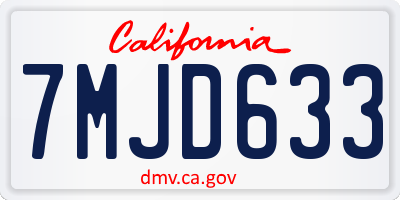 CA license plate 7MJD633
