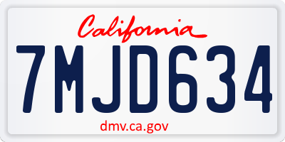 CA license plate 7MJD634