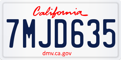 CA license plate 7MJD635