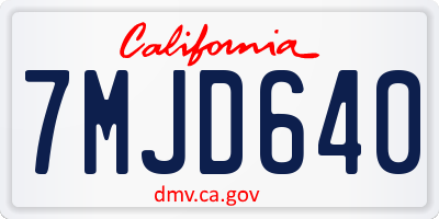 CA license plate 7MJD640
