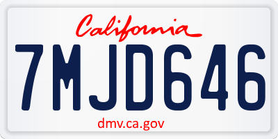 CA license plate 7MJD646