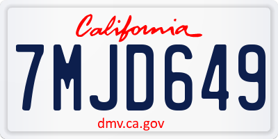 CA license plate 7MJD649