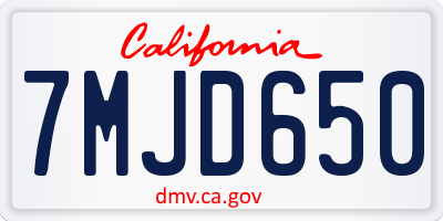 CA license plate 7MJD650