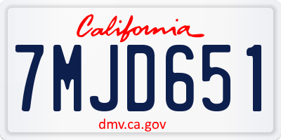 CA license plate 7MJD651