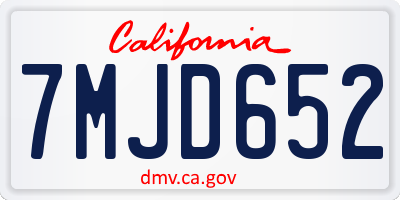 CA license plate 7MJD652