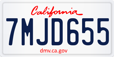 CA license plate 7MJD655