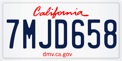 CA license plate 7MJD658