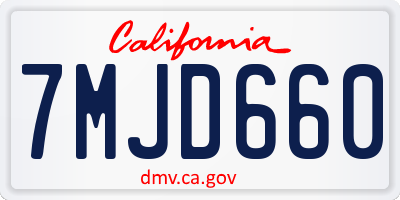 CA license plate 7MJD660