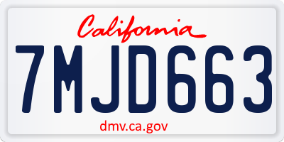 CA license plate 7MJD663